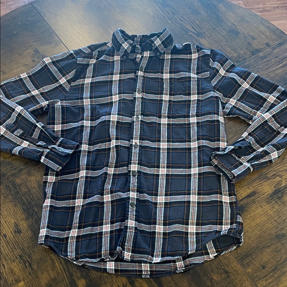 St. John's Bay Navy and White Plaid Men's Shirt
